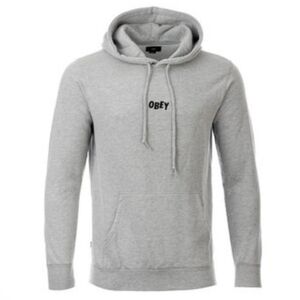 Obey Light Gray Jumble Bars Hoodie Men's Large Slim Fit Gorpcore Athletic
